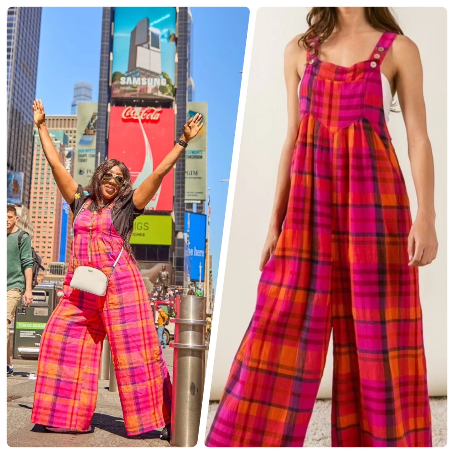 PARDON plaid wide leg jumpsuits
