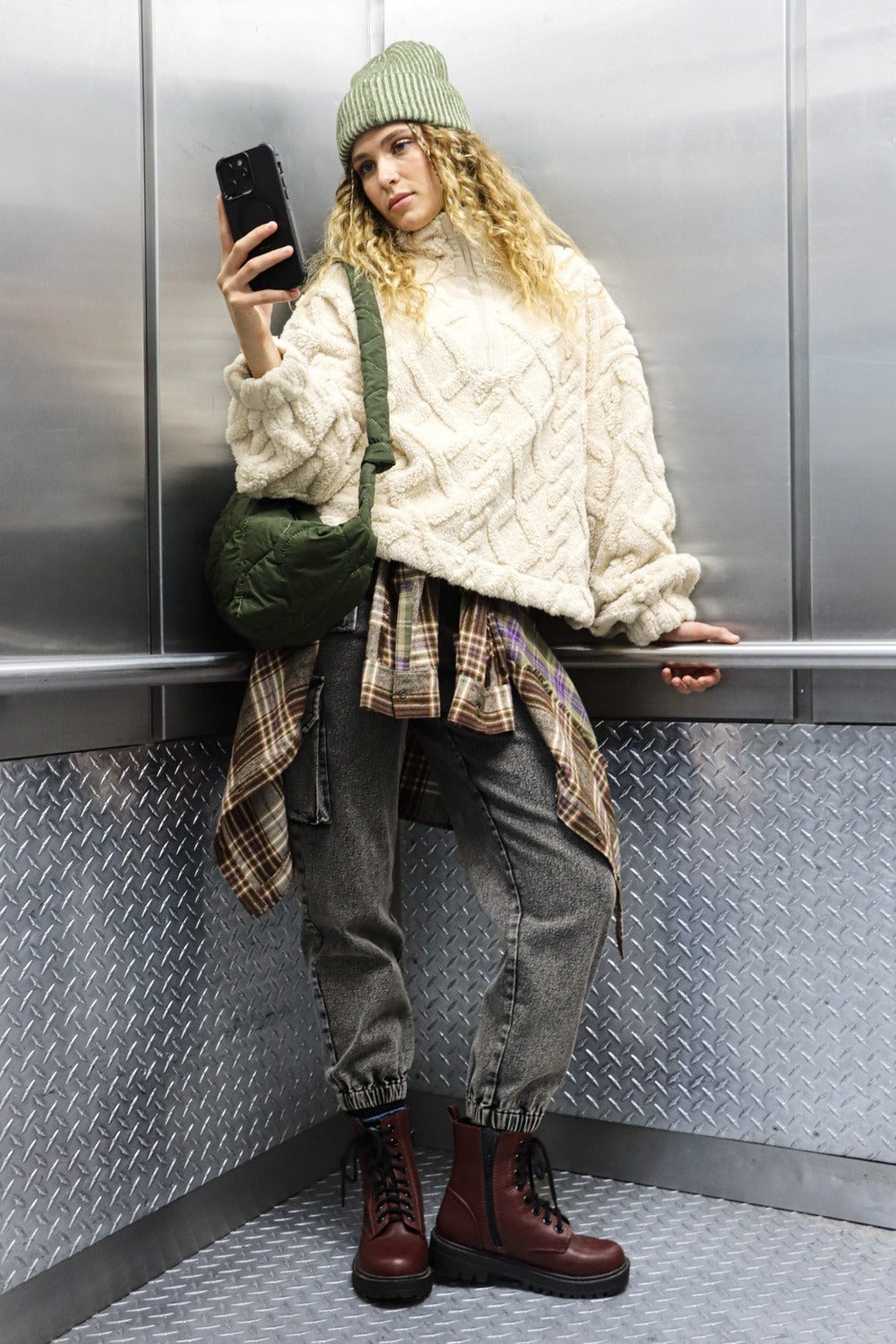 Fuzzy Fleece Pattern Sweatshirt