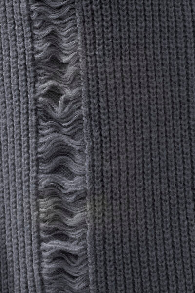 Fringe Trim Open Front Cardigan with Pockets - Kenchima