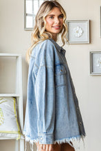 Smile Face Button Down Raw Hem Denim Jacket