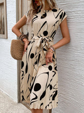 Pleated Printed Cap Sleeve Dress