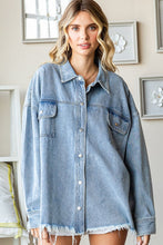 Smile Face Button Down Raw Hem Denim Jacket