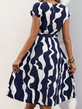 Pleated Printed Cap Sleeve Dress