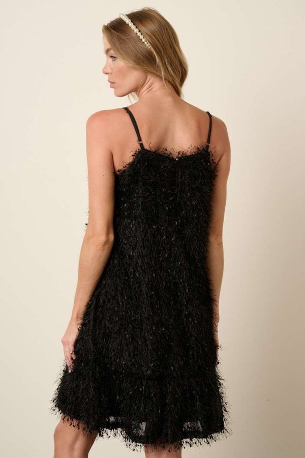 Feather Ruffle Hem Mini Cami Dress