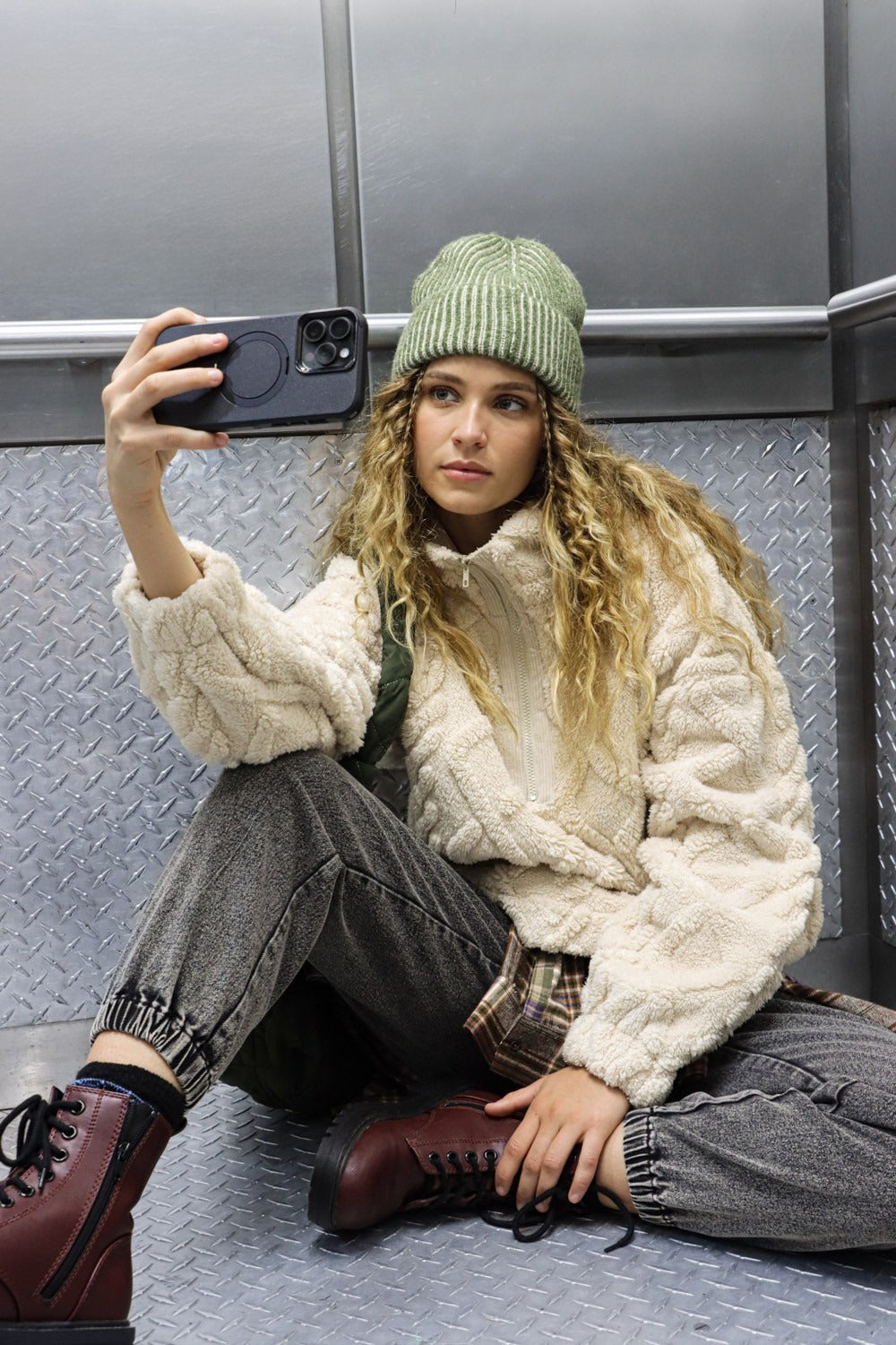 Fuzzy Fleece Pattern Sweatshirt