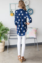 Full Size Roll-Tab Sleeve Star Print Top