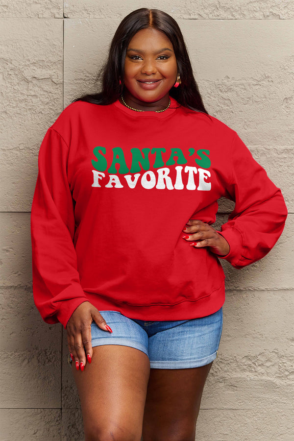 SANTA'S FAVORITE Round Neck Sweatshirt