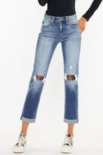 High Waist Distressed Hem Detail Cropped Straight Jeans