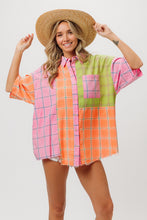 Plaid Collared Neck Half Sleeve Shirt