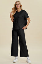 Texture Round Neck Top and Pants Set