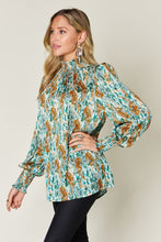 Printed Smocked Long Sleeve Blouse