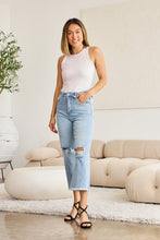 Full Size Tummy Control High Waist Raw Hem Distressed Jeans