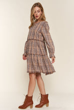 Washed Frayed Tiered Plaid Dress