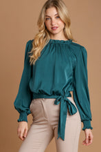 Umgee Frill Tied Hem Long Sleeve Blouse