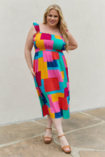 Multicolored Square Print Summer Dress