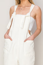 Washed Twill Knotted Strap Overalls