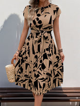 Pleated Printed Cap Sleeve Dress