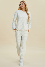 Double Take Full Size Texture Round Neck Long Sleeve Top and Pants Set