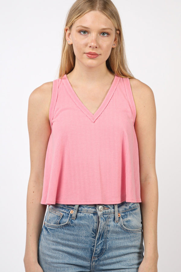 Neck Knit Swing Cropped Tank