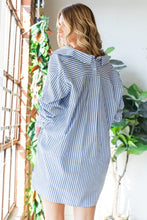 Striped Button Down High-Low Hem Shirt