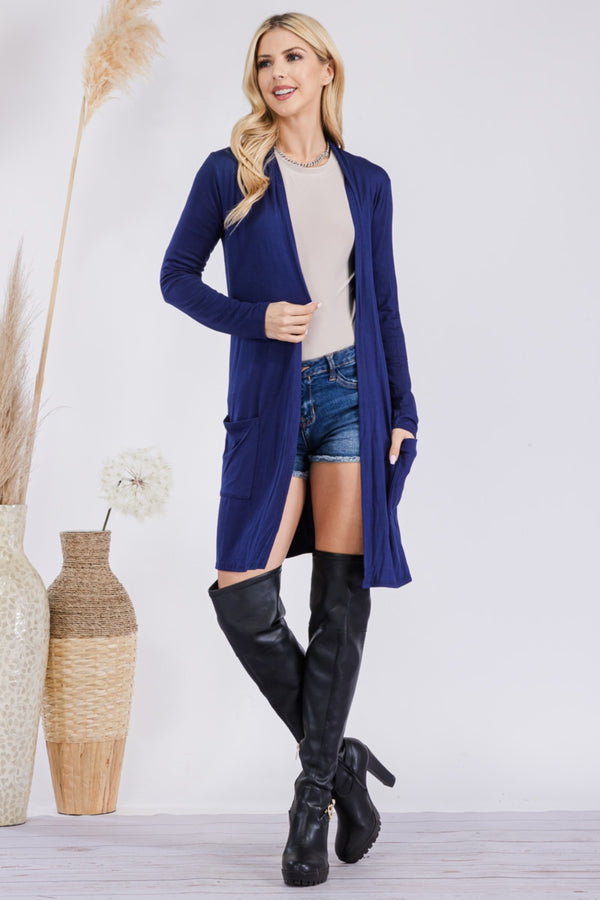 Open Front Cardigan with Pockets