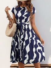 Pleated Printed Cap Sleeve Dress