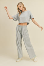 Full Size Short Sleeve Cropped Top and Wide Leg Pants Set