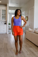 Women's Linen Shorts | Orange High Rise Linen Shorts | Kenchima