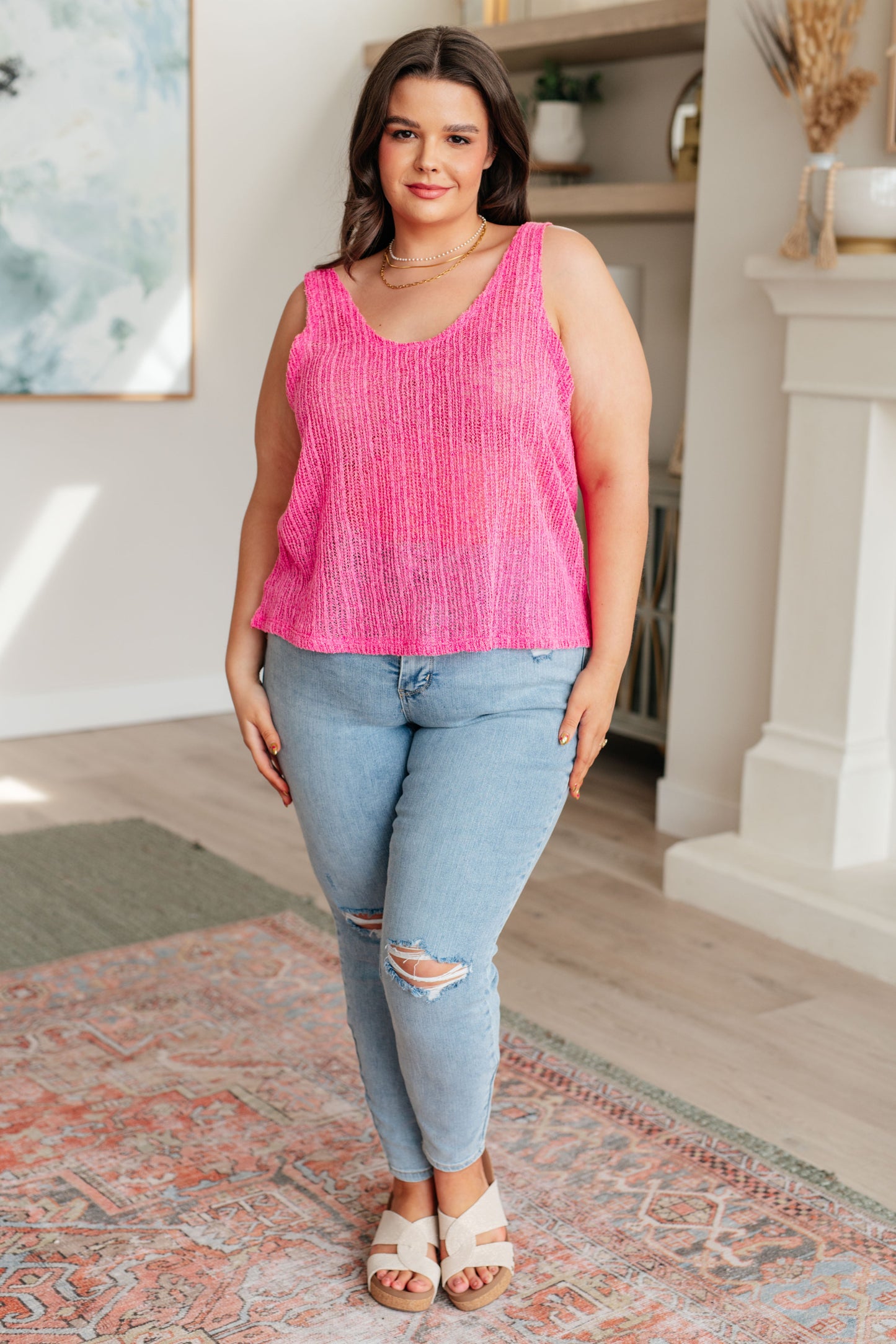 Knit V Neck Tank Top | Knit V-Neck Tank | Kenchima