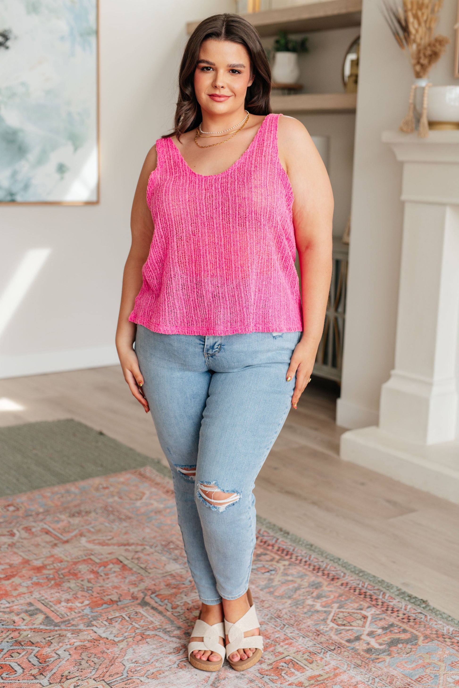 Knit V Neck Tank Top | Knit V-Neck Tank | Kenchima