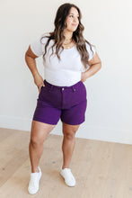 Jenna High Rise Control Top Cuffed Shorts in Purple