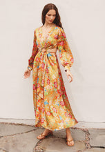 Cutout floral long sleeves maxi dress