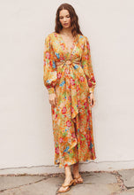 Cutout floral long sleeves maxi dress