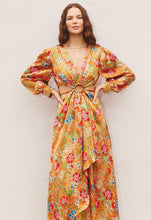 Cutout floral long sleeves maxi dress