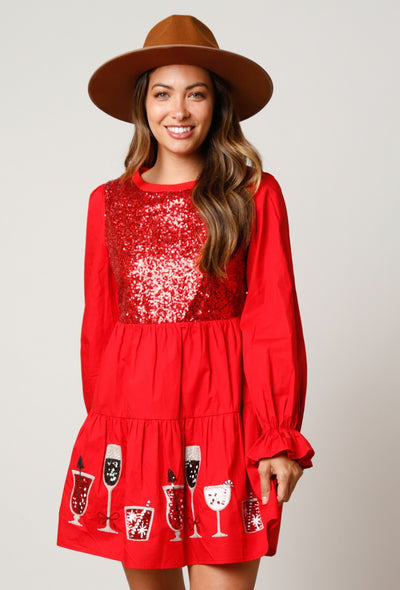 Have Fun Sequins dress in red