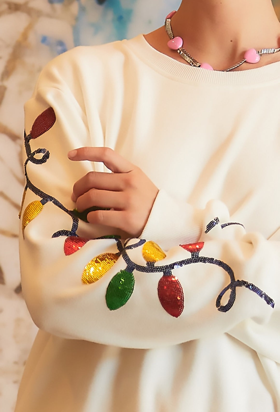 light sequins sweater top & short set