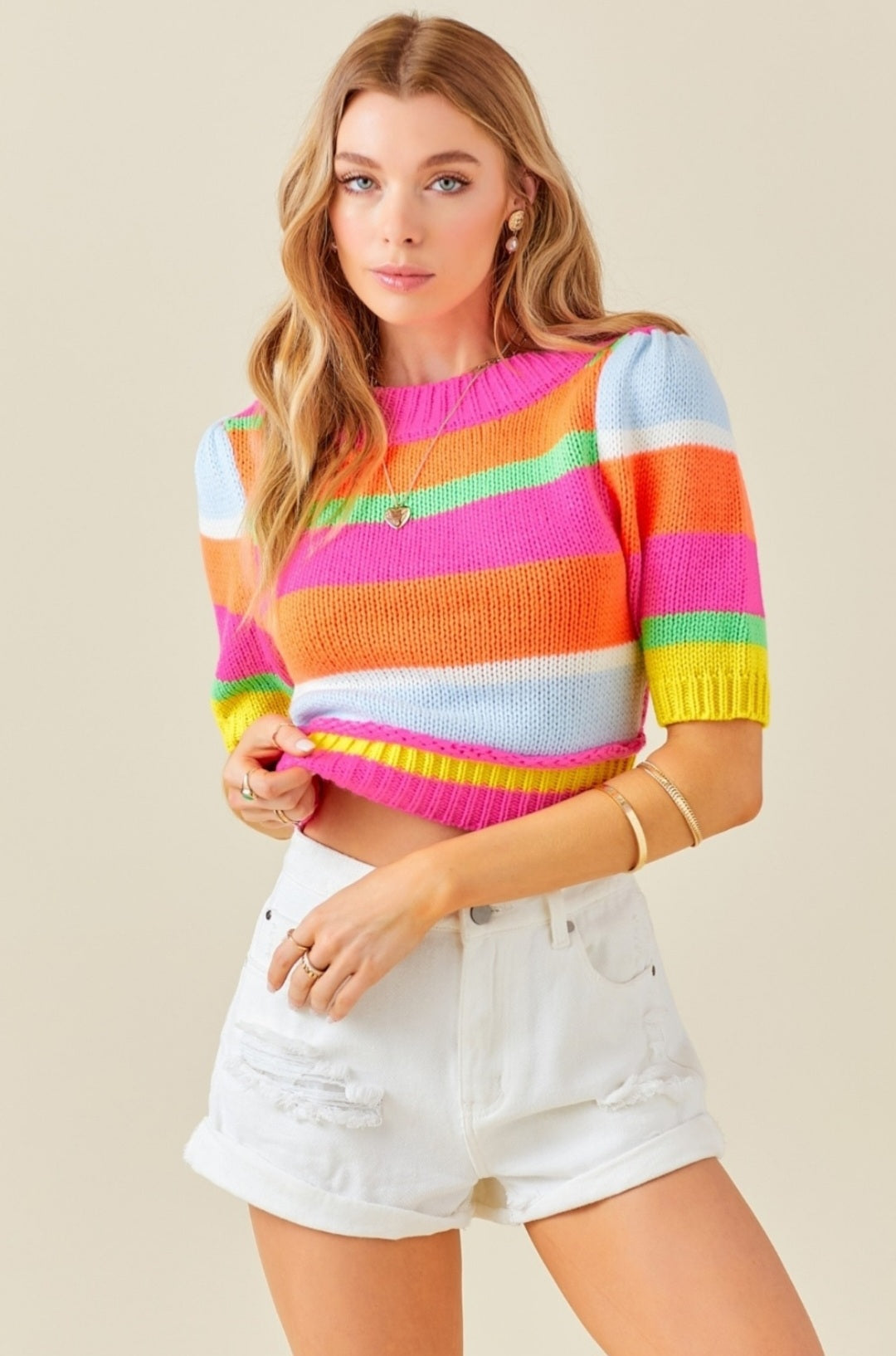 Striped crop sweater - multicolor