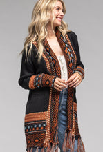 Ethnic fringe sweater cardigan