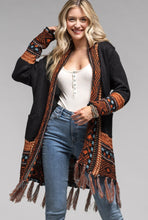 Ethnic fringe sweater cardigan