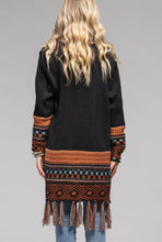 Ethnic fringe sweater cardigan