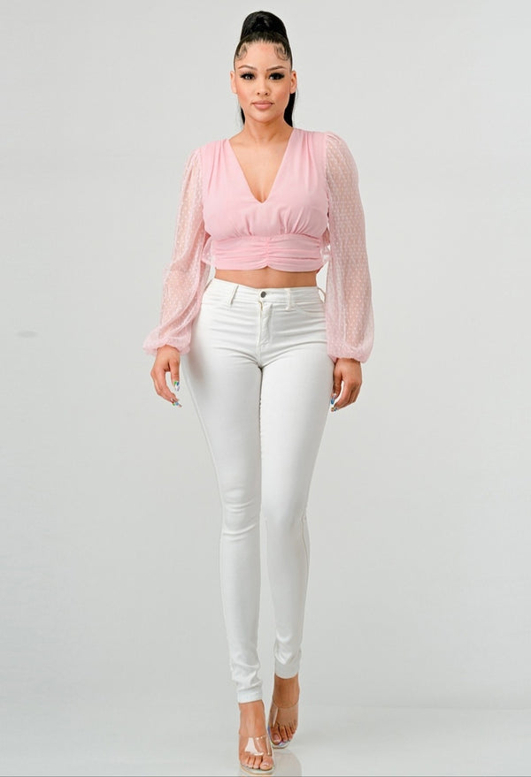 Chiffon V-Neck Long sleeves top