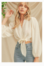 Long Sleeves button-down crop top