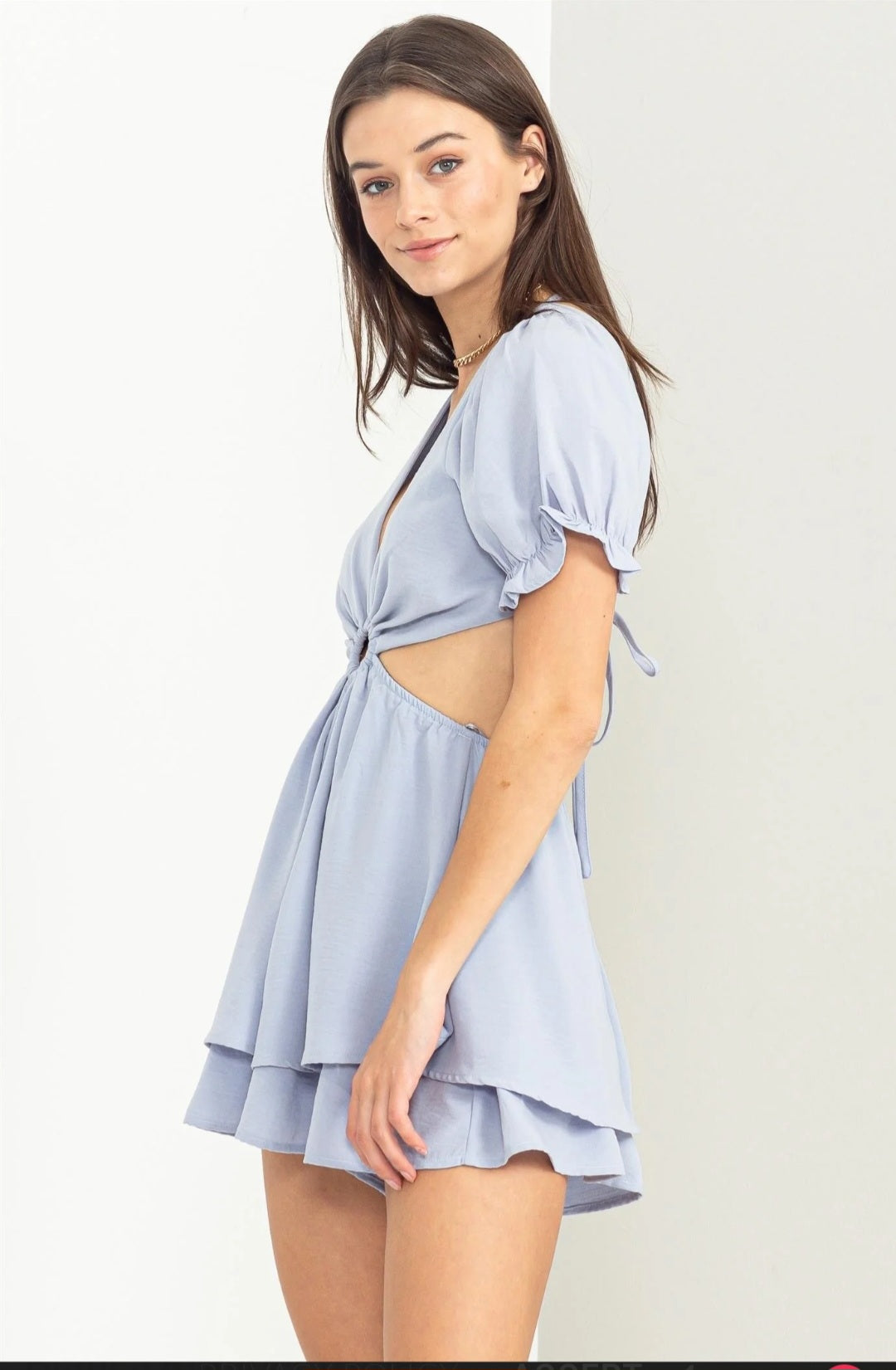 TYLER CUTOUT TIE-BACK RUFFLED ROMPER