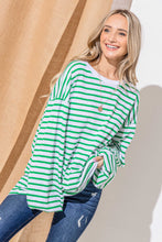 Oversized Striped Balloon Sleeve Top