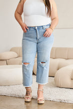 Full Size Tummy Control High Waist Raw Hem Distressed Jeans