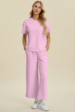 Texture Round Neck Top and Pants Set