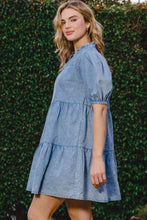 Washed Tiered Mini Denim Dress