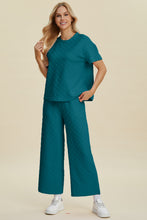 Texture Round Neck Top and Pants Set