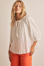 Textured Tie Neck Blouse