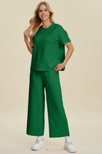 Texture Round Neck Top and Pants Set